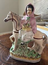 Vintage English Staffordshire Horse & Maiden Riding Figure 19thC,  8” X 6” picture