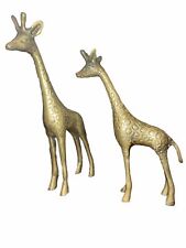 Vintage Solid Brass Giraffes 8” And 6 1/2” Imported India picture