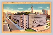 Cleveland OH-Ohio, Cleveland Public Auditorium, Aerial, Vintage Postcard picture