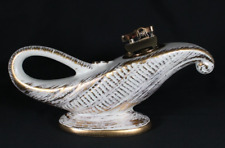 Vintage ROYAL HAEGER Tabletop LIGHTER Genie Aladdin Lamp | 22K Gold Tweed Glaze picture