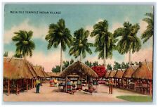 c1940's Musa Isle Seminole Indian Village Hut Palm Tree Miami FL Postcard picture