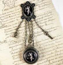 Antique Napoleon III French Kiln-fired Chatelaine Pocket Watch holder, Wax Seal picture