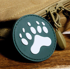 3D PVC BLACKWATER TRACKER BEAR PAW RUBBER HOOK LOOP PATCH BADGE GREEN WHITE picture