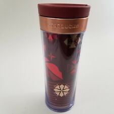 STARBUCKS COFFEE 2013 RED TUMBLER GEOMETRIC GOLD SILVER ROSE picture