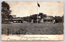 1903 Redtop Harvard Headquarter Gales Ferry Connecticut Flagpole Posted Postcard picture