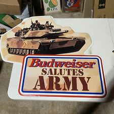 1994 Budweiser Beer Salutes The Army Large Metal Sign Embossed 32x28 picture