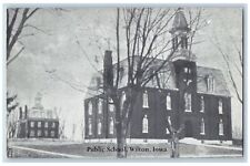 c1905's Public School Campus Building Tower Winter Wilton Iowa Antique Postcard picture