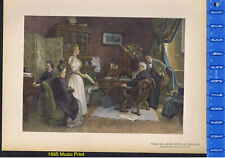 Young Girl with Mother Singing Before an Impresario - 1895 Music Print NICE picture