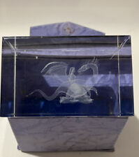 Beautiful 3D Laser Etched Crystal Paperweight Woman With Dragon Includes Box picture