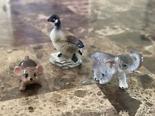 3 vintage miniature animal figurines elephant goose mouse porcelain ceramic lot picture