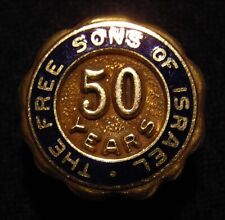 VTG 10K GOLD FREE SONS OF ISRAEL 50 YEARS SCREWBACK PIN - Jewish Judaica Hebrew picture