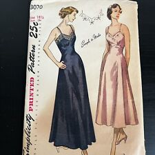 Vintage 1940s Simplicity 3070 Bias Day or Evening Slip Sewing Pattern 18.5 CUT picture