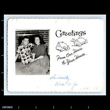 Vintage Photo MAN WOMAN COUPLE CHRISTMAS GREETINGS 1956 picture
