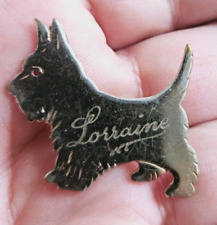 Vintage Lorraine Scottish Terrier Dog Metal Pinback beloved pet picture