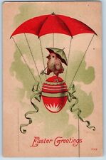 Augusta Wisconsin WI Postcard Easter Greetings Egg Chick Hot Air Balloon c1910's picture