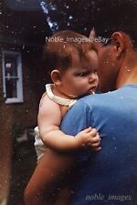 1952 Cute Chubby Baby Girl Dad Outside Red-Border Kodachrome Slide picture