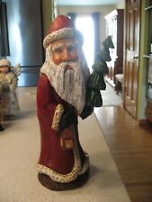 Hand Carved Santa with Christmas Tree Wood Figurine Carved By Ed Bischoff 10