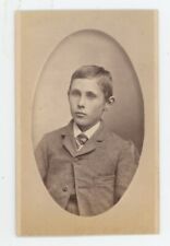 Antique CDV Circa 1870s Handsome Young Boy in Suit & Tie Garner Waverly, IA picture