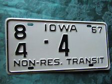 1967 Iowa Non-Res Transit Transporter License Plate 84-4 Single Digit Low Number picture