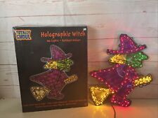 Vtg Totally Ghoul Holographic Witch On Broom Halloween Decoration 100 Lights picture