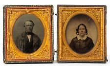 Massachusetts Couple, Two 1/6 Plate Antique Ambrotypes picture
