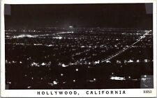 RPPC Hollywood, California at Night - c1940s Frashers Photo Postcard picture