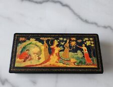 Vintage Russian Lacquer Wood Box Hand Painted / Russian Jewelry Box picture