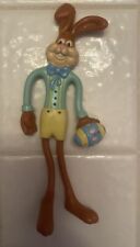 Vintage American Greeting Card  Co. Rubber Bendable Easter Bunny Holding Egg picture