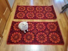 RARE Vintage Mid Century retro 70s rya German shag org/red circle 2 smaller rugs picture