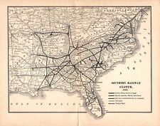 1901 Antique Southern Railway System Map Vintage Southern Railroad Map     1375 picture