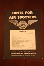 VINTAGE 1940'S HINTS FOR AIR SPOTTERS GUIDE BOOK ARMY AIR FORCES AWS picture