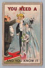 1911 Man Woman Wedding Humor Comic DB Vintage Postcard picture