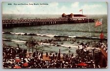 Pier & Pavilion Long Beach California — Antique Postcard c. 1912 picture