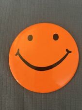 Jumbo 6” Vintage Orange Smiley Face Pin Button Smile picture