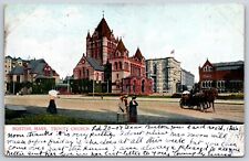 Postcard Trinity Church People Horse Carriage Boston Massachusetts Posted 1907 picture