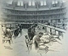 1886 Library of the British Museum illustrated picture
