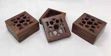 Lot Of 3 New Old Stock 90s Vintage Wooden Carved Small Trinket Boxes 2.5x2.5 in. picture