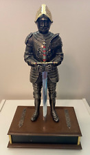 VINTAGE Medieval Knight AM Radio FRED ROBERTS - Sword LETTER OPENER Desk Statue picture