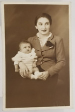 1934 Real Photo Woman Holding Child Baby Vintage Postcard picture