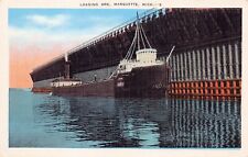 Marquette MI Loading Ore Lake Superior Michigan Ship Freighter Vtg Postcard C51 picture