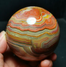 TOP 437.8G Natural Polished Red line Stone Agate Crystal  Ball Healing WD1393 picture