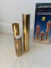 Set of 3 brass candle holders MCM tapered vintage in box and plastic  picture