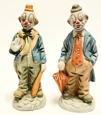 Set Of 2 Circus Clown Figurines Vintage Ceramic/Porcelain 7 1/2