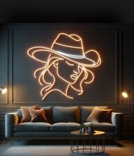 Neon sign woman in a cowboy hat, Cowgirl neon decor, Cowgirl neon (size 35