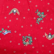 Vtg Cotton Fabric Christmas Joan Kessler Concord Gold Angels on Red BTY Holiday picture