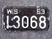 1963 WISCONSIN MOTORCYCLE LICENSE PLATE picture