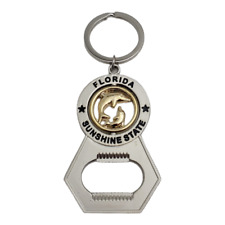 Florida Keychain Travel Souvenir Bottle Opener Car Key Ring Chain Sunshine State picture
