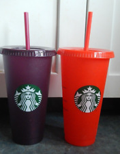 TWO (2) 24oz Starbucks Purple & Red Glitter HOLIDAY Reusable Cup Tumbler picture