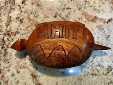 Haitian Hand Carved Wooden Turtle Jewelry Trinket Box Decorative 8” picture
