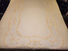 Vintage 50's Chenille Bedspread Buttercream Yellow Farmhouse Cottage Chic Queen picture